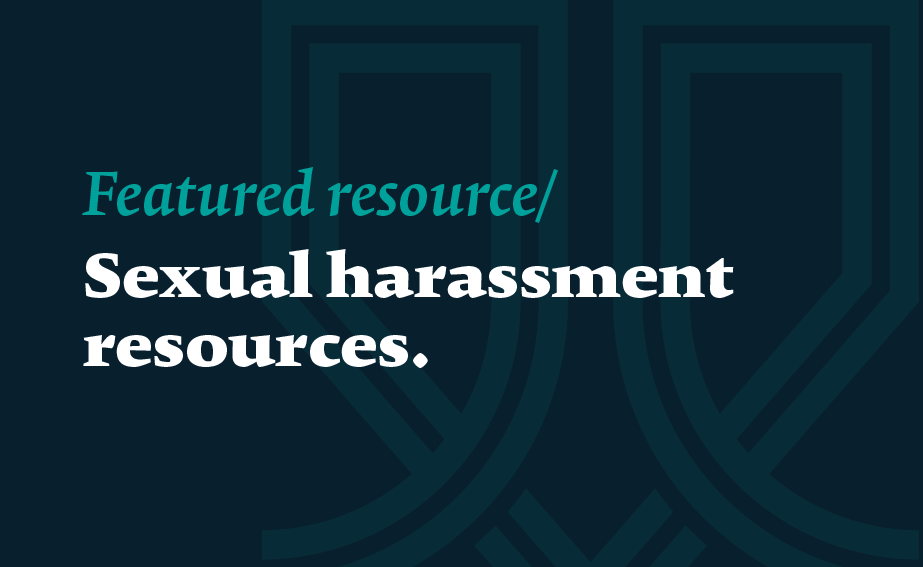 Text: 'Featured resource/ Sexual harassment resources'